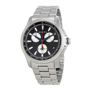 Gucci G-Timeless Chronograph Black Dial Silver Steel Strap Watch For Men - YA126267 Authentic Buy Shop Now