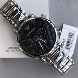 Emporio Armani Luigi Black Dial Silver Steel Strap Watch For Men - AR1894 Authentic Buy Shop Now