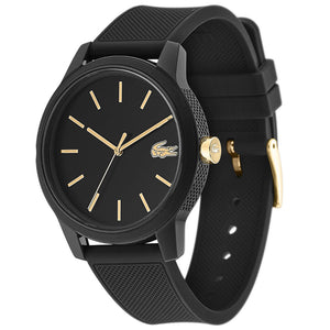 Lacoste 12.12 Black Dial Black Silicon Strap Watch for Men - 2011010 Authentic Buy Shop Now