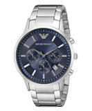 Emporio Armani Renato Chronograph Blue Dial Silver Steel Strap Watch For Men - AR2448 Authentic Buy Shop Now