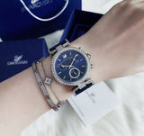 Swarovski Era Journey Blue Dial Blue Leather Strap Watch for Women - 5479239 Authentic Buy Shop Now