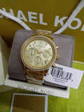 Michael Kors Runway Chronograph Gold Dial Gold Steel Strap Watch For Women - MK5698 Authentic Buy Shop Now