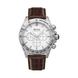 Hugo Boss Ikon White Dial Brown Leather Strap Watch for Men - 1513175 Authentic Buy Shop Now
