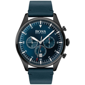 Hugo Boss Pioneer Quartz Blue Dial Blue Leather Strap Watch For Men - 1513711 Authentic Buy Shop Now