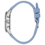 Guess Confetti Crystal Silver Dial Blue Rubber Strap Watch For Women - W1098L3 Authentic Buy Shop Now