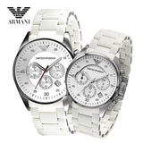 Emporio Armani Sport Chronograph White Dial White Silicone Strap Watch For Men - AR5859 Authentic Buy Shop Now