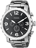 Fossil Nate Chronograph Black Dial Silver Steel Strap Watch for Men - JR1353 Authentic Buy Shop Now