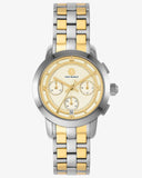Tory Burch Classic Chronograph White Dial Two Tone Steel Strap Watch for Women - TBW1034 Authentic Buy Shop Now