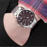 Hugo Boss Aeroliner Chronograph Quartz Black Dial Silver Steel Strap Watch For Men - HB1512446 Authentic Buy Shop Now