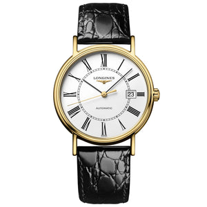 Longines Presence 25.5mm Automatic White Dial Black Leather Strap Watch for Women - L4.921.2.11.2 Authentic Buy Shop Now