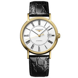 Longines Presence 25.5mm Automatic White Dial Black Leather Strap Watch for Women - L4.921.2.11.2 Authentic Buy Shop Now