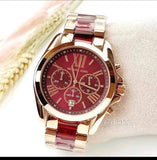 Michael Kors Bradshaw Burgundy Dial Two Tone Steel Strap Watch for Women - MK6270 Authentic Buy Shop Now