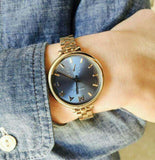 Marc Jacobs Sally Blue Dial Gold Steel Strap Watch for Women - MBM3366 Authentic Buy Shop Now