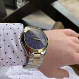 Michael Kors Slim Runway Blue Dial Two Tone Steel Strap Watch for Women - MK3479 Authentic Buy Shop Now