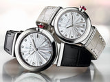Bvlgari LVCEA Diamonds Silver Mother of Pearl Dial Silver Leather Strap Watch for Women - LVCEA103367 Authentic Buy Shop Now