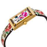 Gucci G-Frame Floral Mother of Pearl Dial White Leather Strap Watch For Women - YA147406 Authentic Buy Shop Now