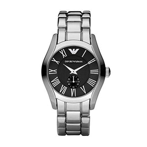 Emporio Armani Valente Black Dial Silver Steel Strap Watch For Men - AR0680 Authentic Buy Shop Now