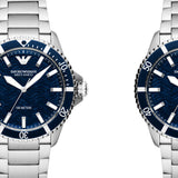 Emporio Armani Meccanico Automatic Blue Dial Silver Steel Strap Watch For Men - AR60059 Authentic Buy Shop Now