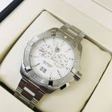 Tag Heuer Aquaracer Chronograph White Dial Silver Steel Strap Watch for Men - WAY111Y.BA0928 Authentic Buy Shop Now