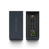 Daniel Wellington Quadro Pressed Melrose Emerald Green Dial Black Leather Strap Watch For Women - DW00100446 Authentic Buy Shop Now