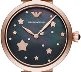 Emporio Armani Arianna Black Dial Rose Gold Stainless Steel Watch For Women - AR11197 Authentic Buy Shop Now