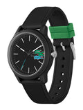 Lacoste 12.12 Black Dial Black Silicon Strap Watch for Men - 2011134 Authentic Buy Shop Now
