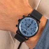 Emporio Armani Aviator Chronograph Blue Dial Black Mesh Bracelet Watch For Men - AR11201 Authentic Buy Shop Now