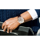 Guess Horizon Quartz Champagne Dial Brown Leather Strap Watch For Women - W0380G4 Authentic Buy Shop Now