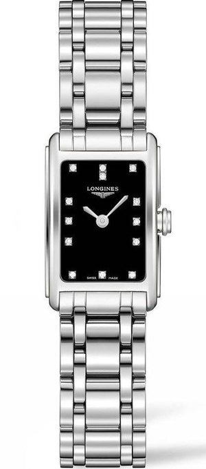 Longines Dolcevita Black Dial Silver Steel Strap Watch for Women - L5.258.4.57.6 Authentic Buy Shop Now