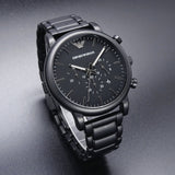 Emporio Armani Luigi Chronograph Black Dial Black Steep Strap Watch For Men - AR11045 Authentic Buy Shop Now