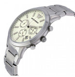 Emporio Armani Renato Chronograph Cream Dial Silver Steel Strap Watch For Men - AR2458 Authentic Buy Shop Now