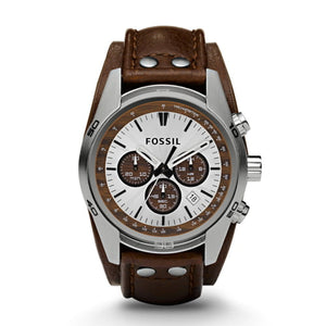Fossil Coachman Chronograph Silver Dial Brown Leather Strap Watch for Men - CH2565 Authentic Buy Shop Now
