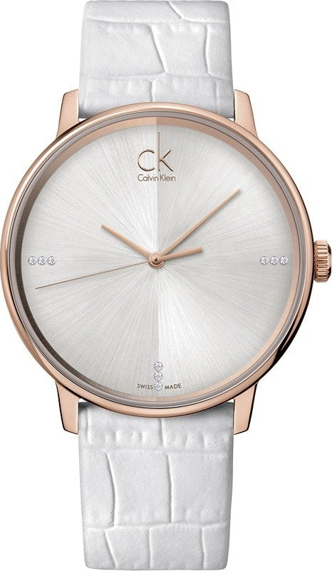 Calvin Klein Accent White Dial White Leather Strap Watch for Men - K2Y2X6KW Authentic Buy Shop Now