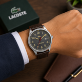 Lacoste Continental Gray Dial Brown Leather Strap Watch for Men - 2011020 Authentic Buy Shop Now