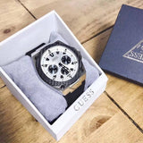 Guess Legacy White Dial Black Rubber Strap Watch For Men - W1049G3 Authentic Buy Shop Now