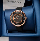 Swarovski Crystalline Pure Black Dial Black Leather Strap Watch for Women - 5275043 Authentic Buy Shop Now