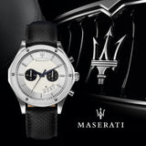 Maserati Circuito Chronograph Analog White Dial Black Leather Strap Watch for Men - R8871627005 Authentic Buy Shop Now