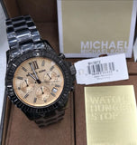 Michael Kors Everest Quartz Rose Gold Dial Black Steel Strap Watch For Women - MK5872 Authentic Buy Shop Now
