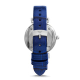 Emporio Armani Gianni T Bar Quartz Crystals Silver Dial Blue Leather Strap Watch For Women - AR11344 Authentic Buy Shop Now