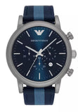 Emporio Armani Luigi Chronograph Quartz Blue Dial Blue Nylon Strap Watch For Men - AR1949 Authentic Buy Shop Now