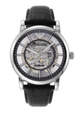 Emporio Armani Luigi Silver Skeleton Dial Black Leather Strap Watch For Men - AR1981 Authentic Buy Shop Now