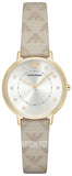 Emporio Armani Kappa Quartz Silver Dial Beige Leather Strap Watch For Women - AR11042 Authentic Buy Shop Now