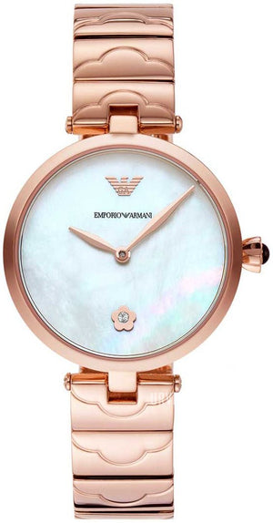 Emporio Armani Arianna White Mother of Pearl Dial Rose Gold Steel Strap Watch For Women - AR11236 Authentic Buy Shop Now