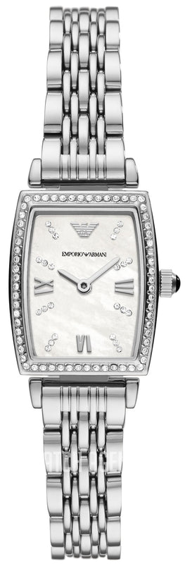 Emporio Armani Gianni T-Bar Quartz White Dial Silver Steel Strap Watch For Women - AR11405 Authentic Buy Shop Now