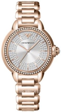 Emporio Armani Mia Three Hand Crystals Silver Dial Rose Gold Steel Strap Watch For Women - AR11633 Authentic Buy Shop Now