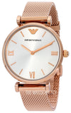 Emporio Armani Gianni T Bar Silver Dial Rose Gold Mesh Bracelet Watch For Women - AR1956 Authentic Buy Shop Now