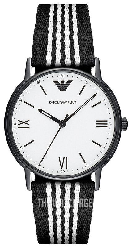 Emporio Armani Kappa Analog White Dial Two Tone Nylon Strap Watch For Men - AR80004 Authentic Buy Shop Now