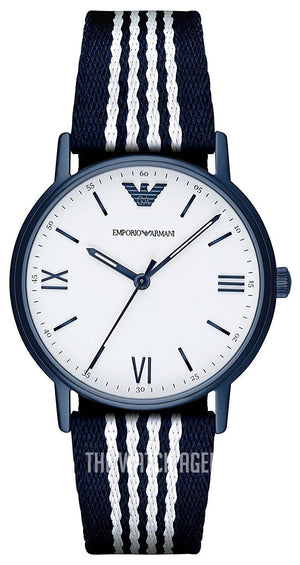 Emporio Armani Kappa Dress White Dial Two Tone NATO Strap Watch For Men - AR80005 Authentic Buy Shop Now