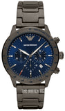 Emporio Armani Mario Chronograph Blue Dial Grey Steel Strap Watch For Men - AR80045 Authentic Buy Shop Now