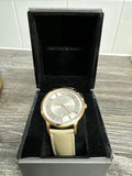 Emporio Armani Classic Quartz Silver Dial Beige Leather Strap Watch For Men - AR2464 Authentic Buy Shop Now